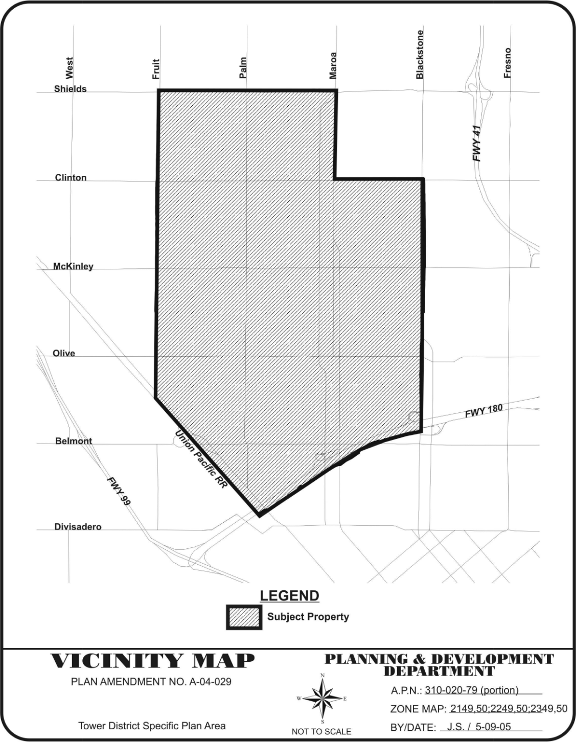 Map of the Tower District Specific Plan Area